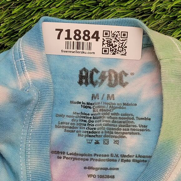AC/DC High Voltage Pastel Tie-Dye Cropped T-Shirt Womens S/M Rock Tee - Picture 12 of 12